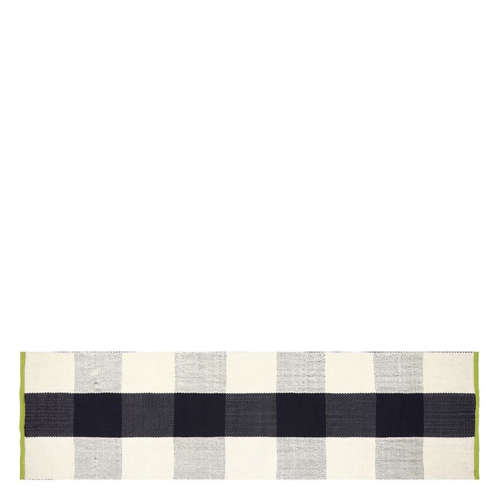 Saliya Check Indoor Outdoor Runner Rug by Designers Guild in Noir Black